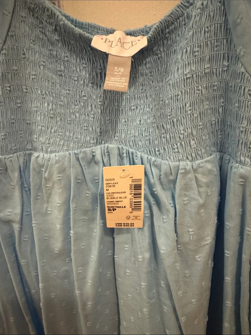 The Children's Place Bubble Blue Smocked Dress